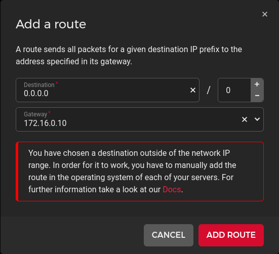 Hetzner Network Route